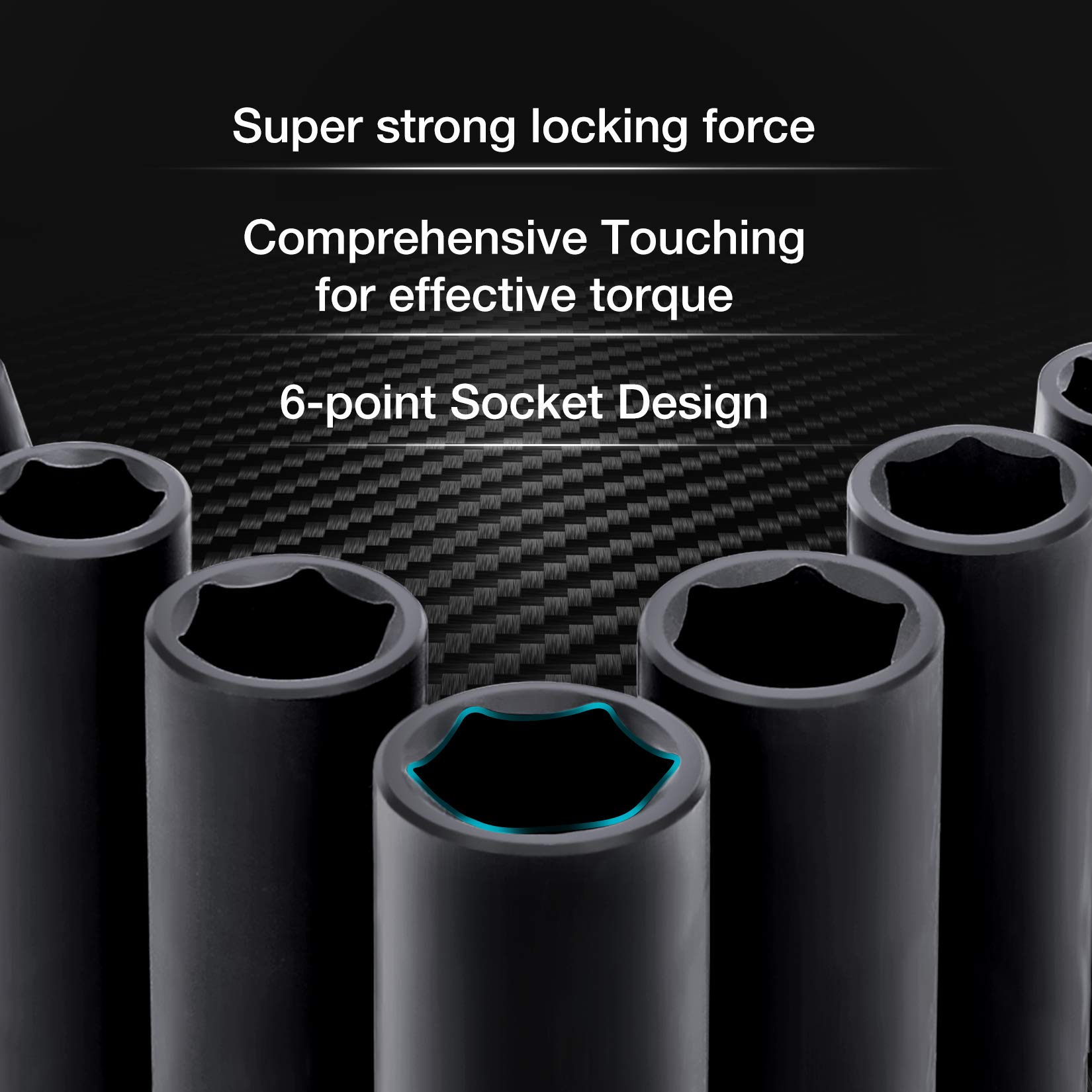 DURATECH Lot de 10 douilles à choc 3/8" avec 2 rallonges hexagonales de 1/4" - Tailles métriques standard