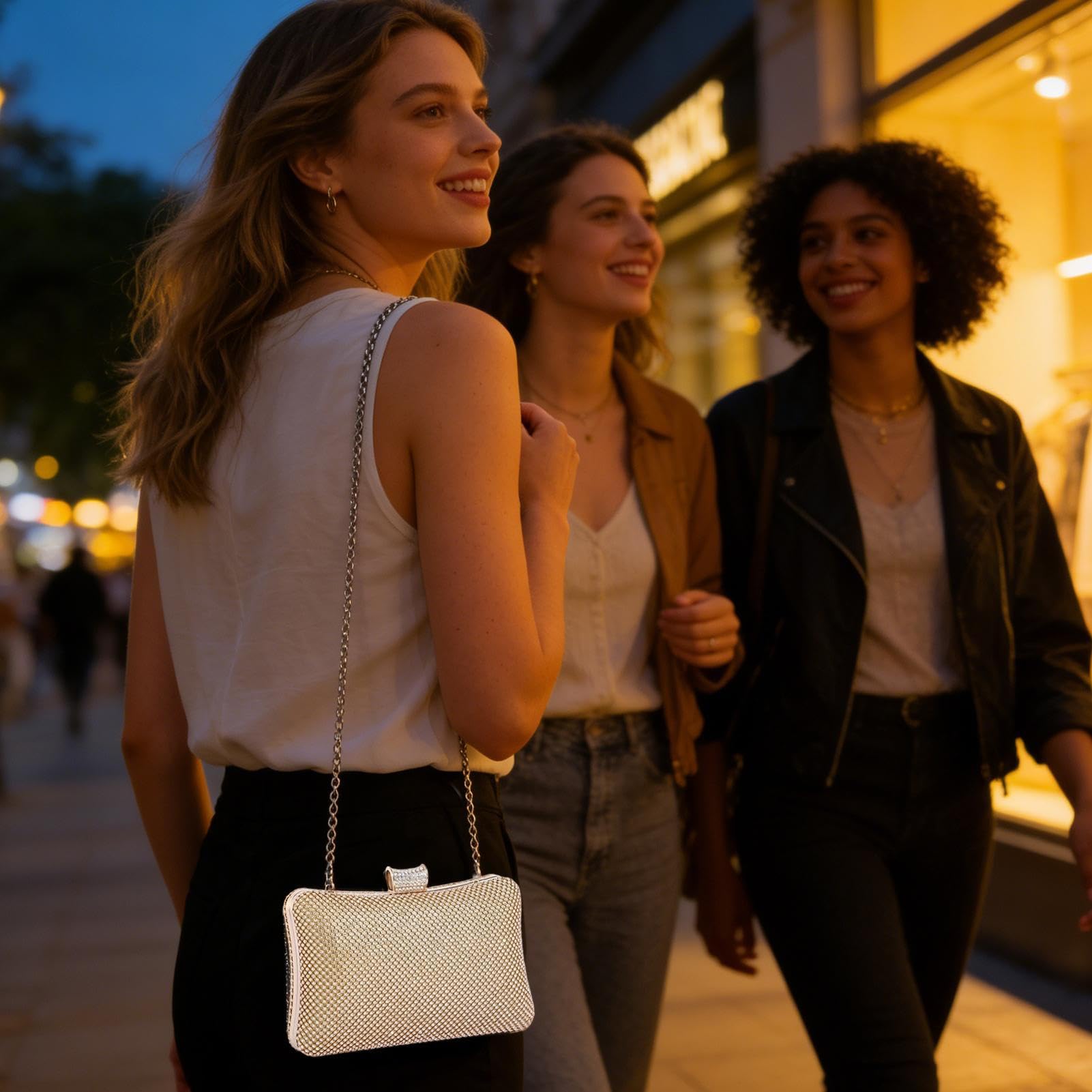 Bolso de mano de diamantes de imitación, bolso formal brillante, bolso de noche para mujer con cadena y asa, para fiestas, bailes, banquetes, ceremonias, citas, eventos de compromiso