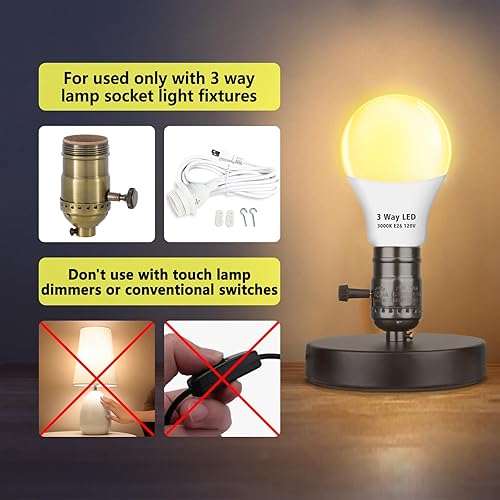 Miniatura 3 de Paquete de 4 bombillas LED de 3 vías, equivalente a 30, 70, 100 W, color blanco suave de 3000 K, base E26, bombillas de 3 vías para lectura