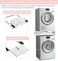 NIUXX Mosógép és szárítógép közlegelő keret készlet polccal és rögzítőkötéllel - Stacking kit with shelf 3