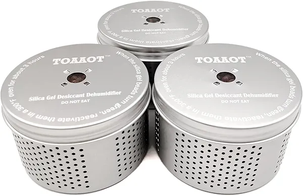 Gun Safe Dehumidifier, TOAAOT 200g Silica Gel Desiccant Canister Small Dehumidifier for Safe & Gun Cabinets(3 Units)