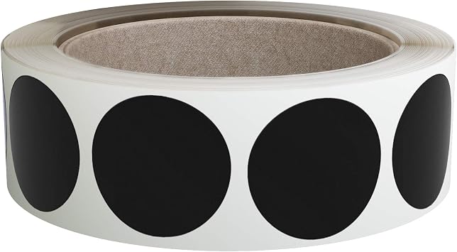 Royal Green 38mm Black Circle Stickers Adhesive Label Roll 1.5 inch - 600 Pack