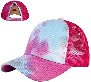 Sponsored Ad - Kids Baseball Cap Ponytail Criss Cross Hats Adjustable Cotton Washed Mesh Hat for Boys Girls