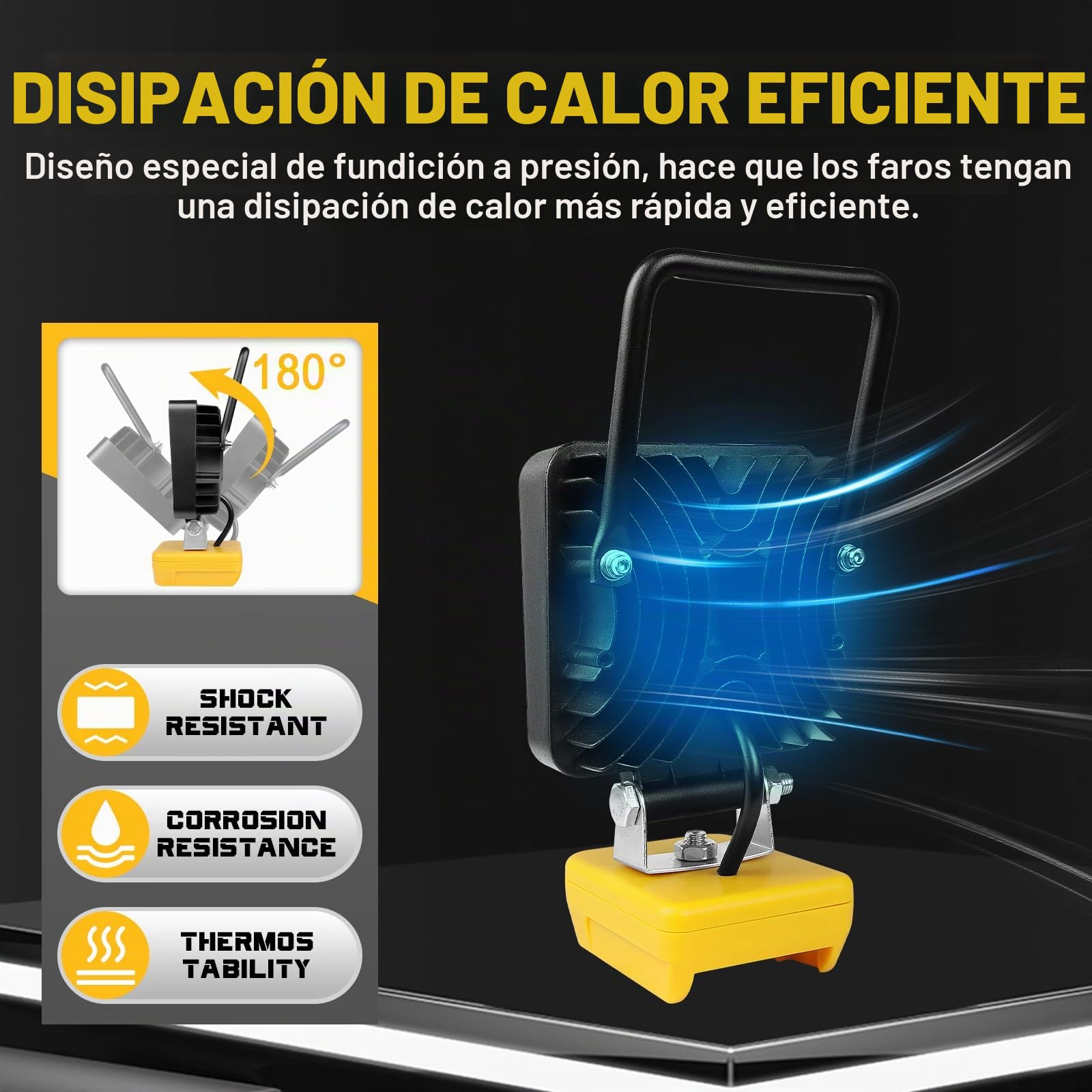 RIGIDON Recargable Portatil Foco de Trabajo Led para Batería Dewalt 18V /20V (Sin Batería), 4 Pulgadas 48W 4800LM Foco Led Lámpara para Camping, Trabajo, Pesca, Emergencia, 6000K Blanca
