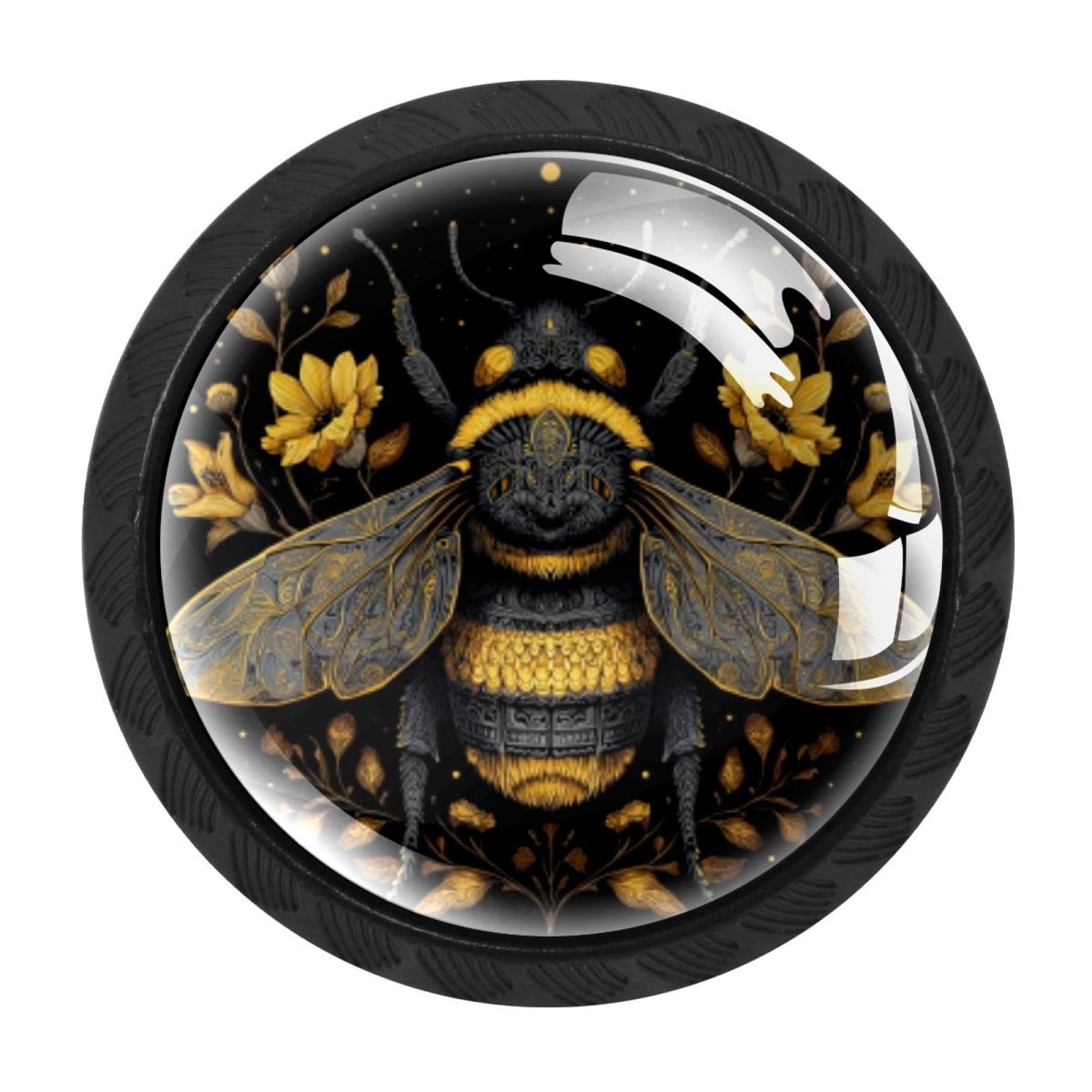 CHENZZZZ 4 Pieces Round Cabinet Knobs Aesthetic Art Bee (8) Dresser Knobs Pulls Handles with Screws for Drawer Pulls Handles Knobs Door Knobs