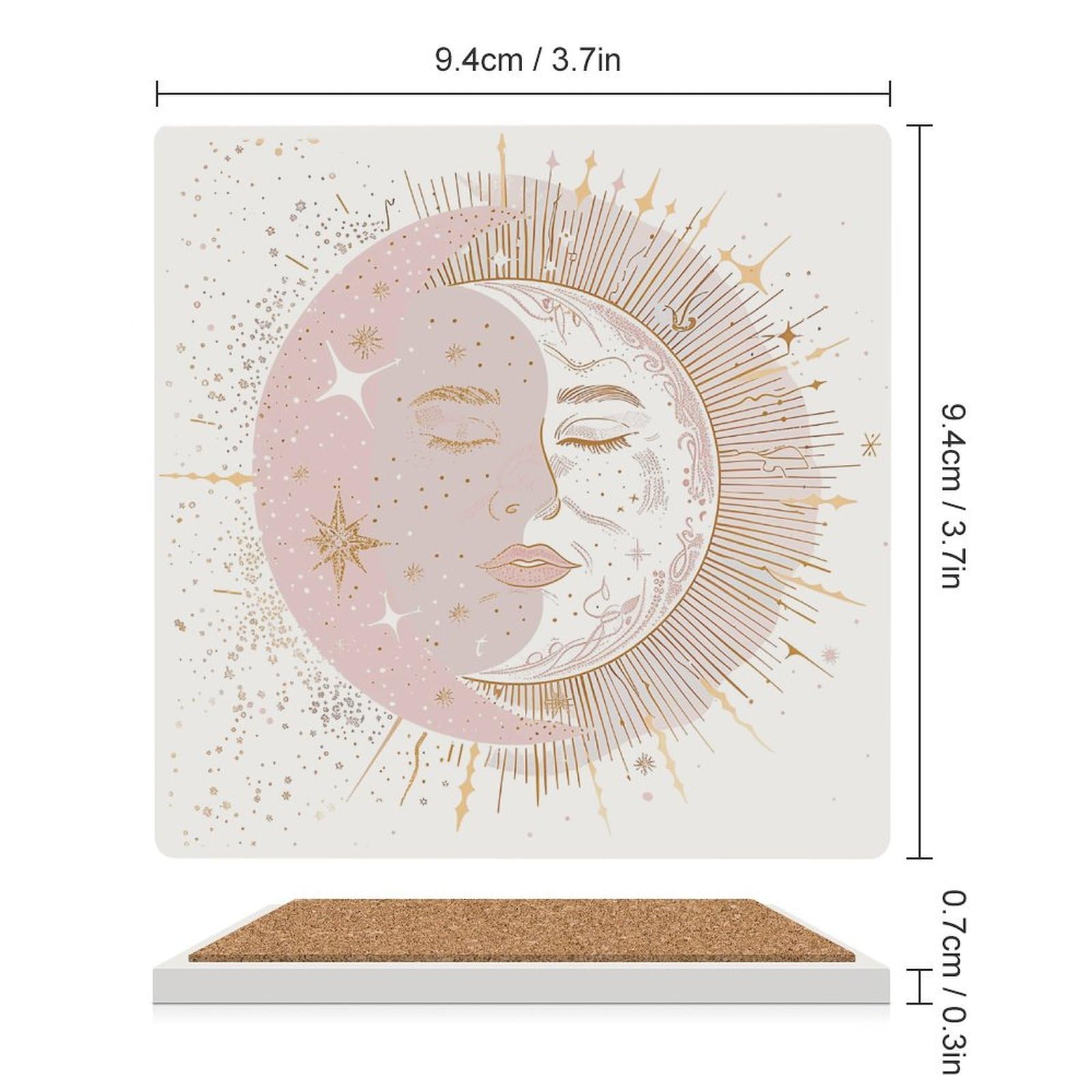 6 posavasos cuadrados de cerámica para bebidas, estilo clip de luna, posavasos impresos para el hogar y el café, regalos de cumpleaños, adecuados para tipos de tazas