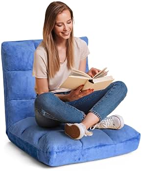 RELAX4LIFE Silla de suelo plegable, sofá de meditación, silla de suelo con respaldo ajustable, para casa u oficina, color a elegir (azul)