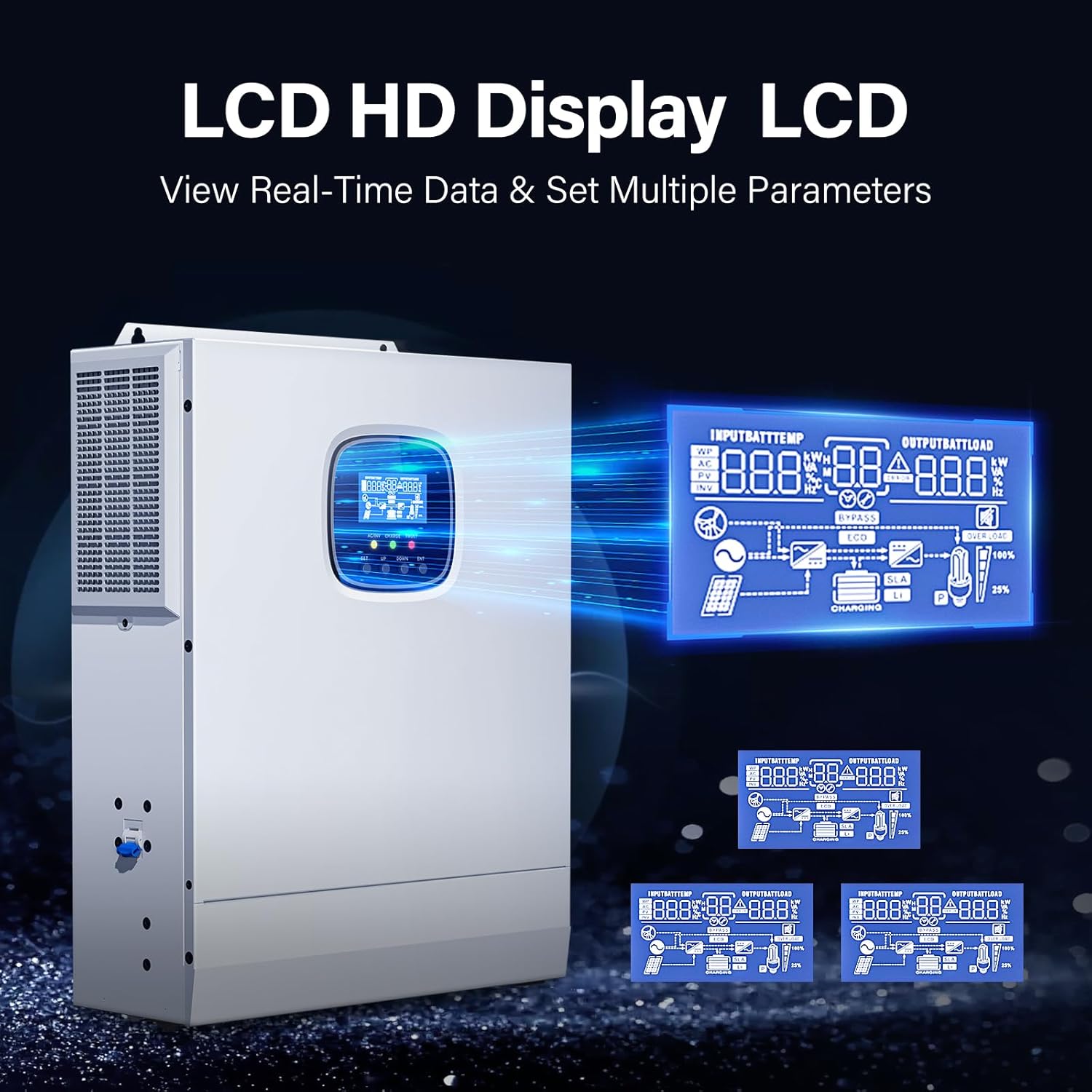 POWLANG 3000W Solar Hybrid Inverter with WiFi, Pure Sine Wave Inverter 24V to 110V/120V & Built-in 60A MPPT Controller, Work with 24V Lead Acid/LiFePO4 for Homes, RVs