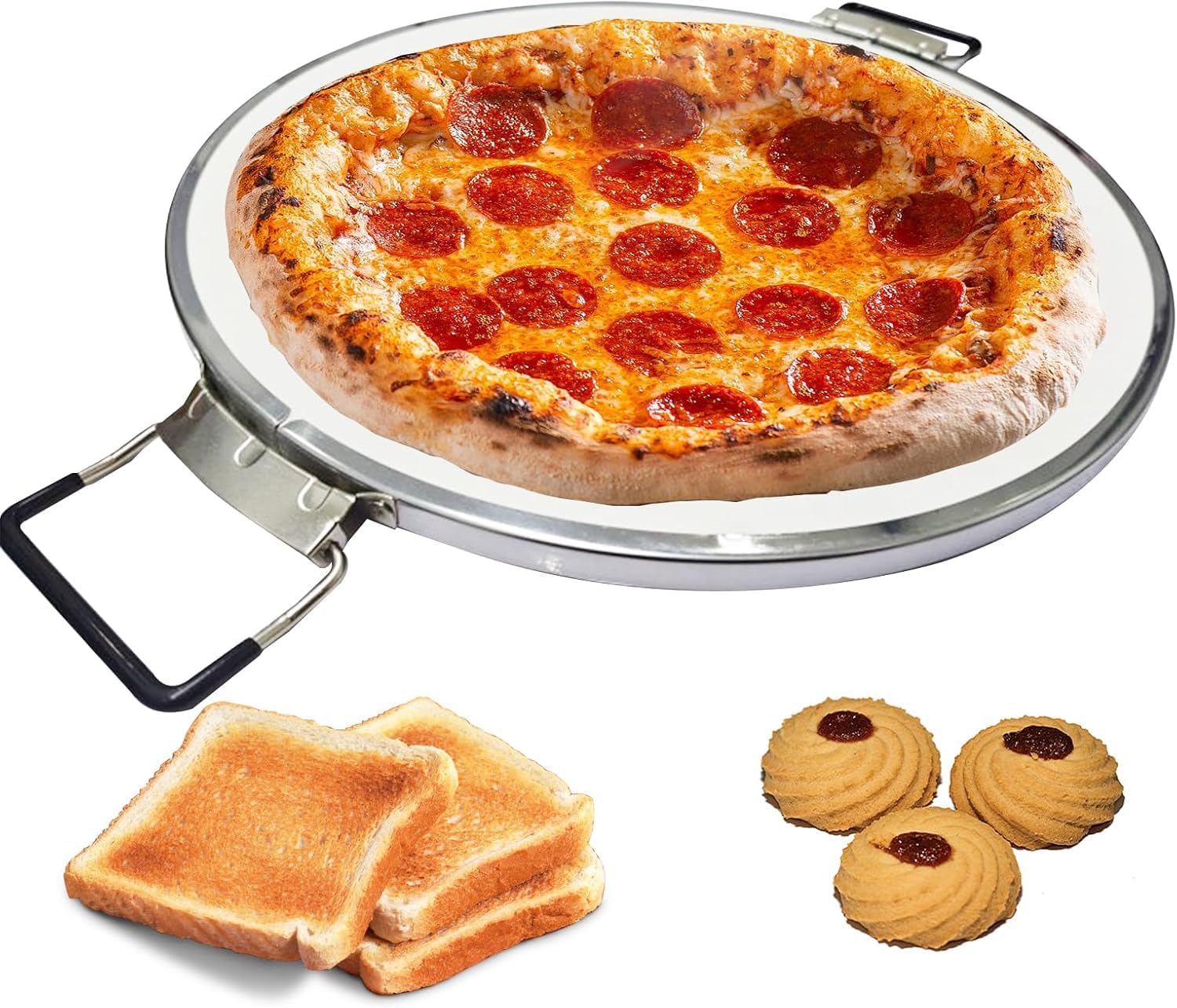 12" White Ceramic Pizza Stone with High-Temperature Baking Mat, Pizza Baking Stone for Oven & Grill, Even Heat Distribution for Crispy Crust Pizza, Bread, Cookies and Baking