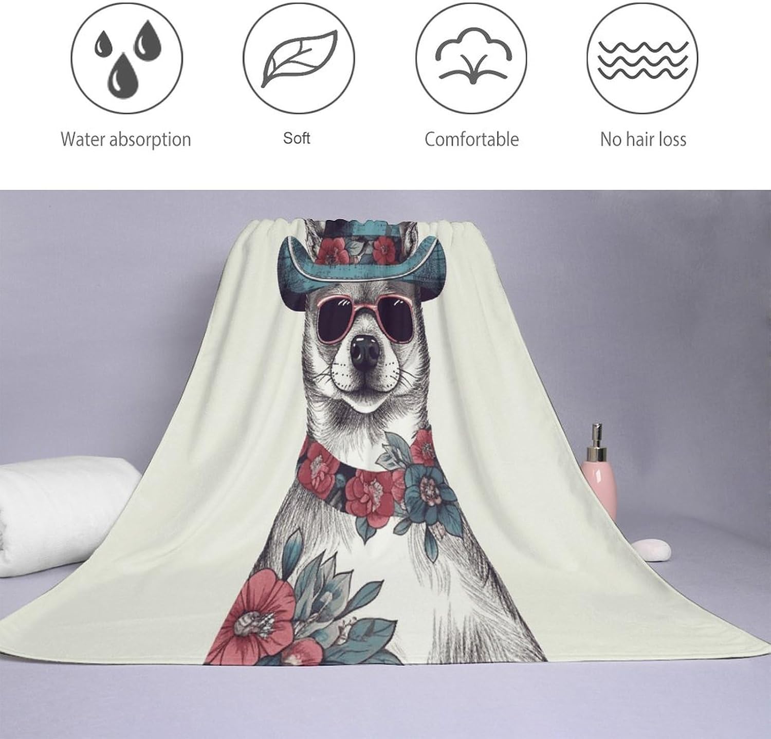 Chihuahua Dog Wearing Hat Towel Vacation Accessories Essentials Soft Lighterweight，Bath Towel for Adults Women Men，Bath Towels Gift for All Occasions, Machine Washable.