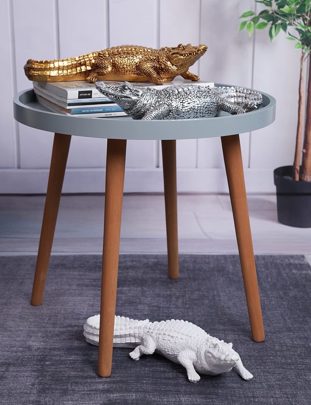 HAUCOZE Krokodil Skulptur Statue Tier Figuren Modern Deko Ornament 36cm