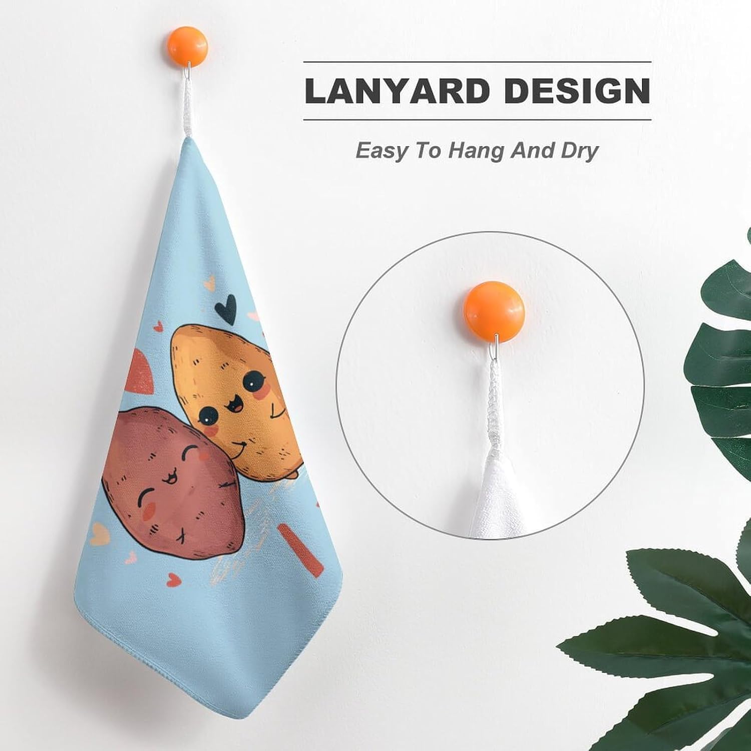 Sweet Potatoes I Yam Microfiber Hand Towels for Bathroom Soft Absorbent Bath Kitchen Towel with Hanging Loop 4PCS