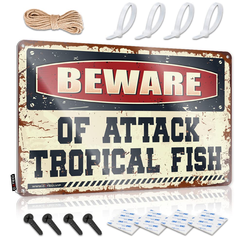 Winter Cool Wall Art, Print Private Beware Of Attack Tropical Fish | Farmhouse Quick Decor(30X40CM)