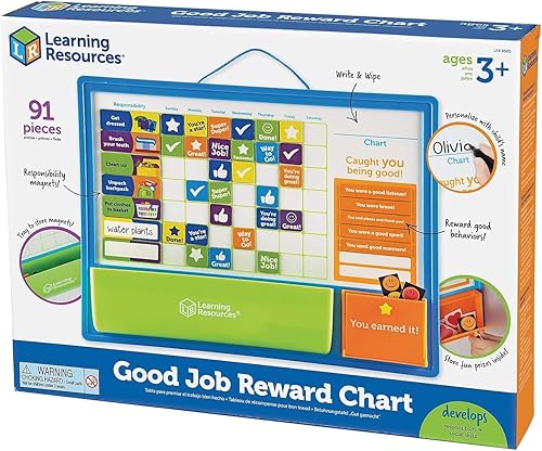 Miniatura 2 de Learning Resources Good Job Reward Chart - Juego de 91 piezas, a partir de 3 años en adelante, tabla de tareas magnéticas personalizadas y