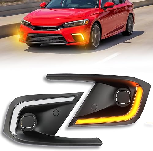 Miniatura 1 de Switchback - Lámpara LED antiniebla frontal color blancoámbar para correr diurna, secuencial dinámica, función de luz de giro LED compatible con