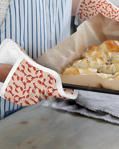 Miniatura 6 de Juego de 3 agarraderas rústicas de tela de toalla para cocina, antideslizantes y aislantes de calor, con bolsillo, guantes gruesos para horno para