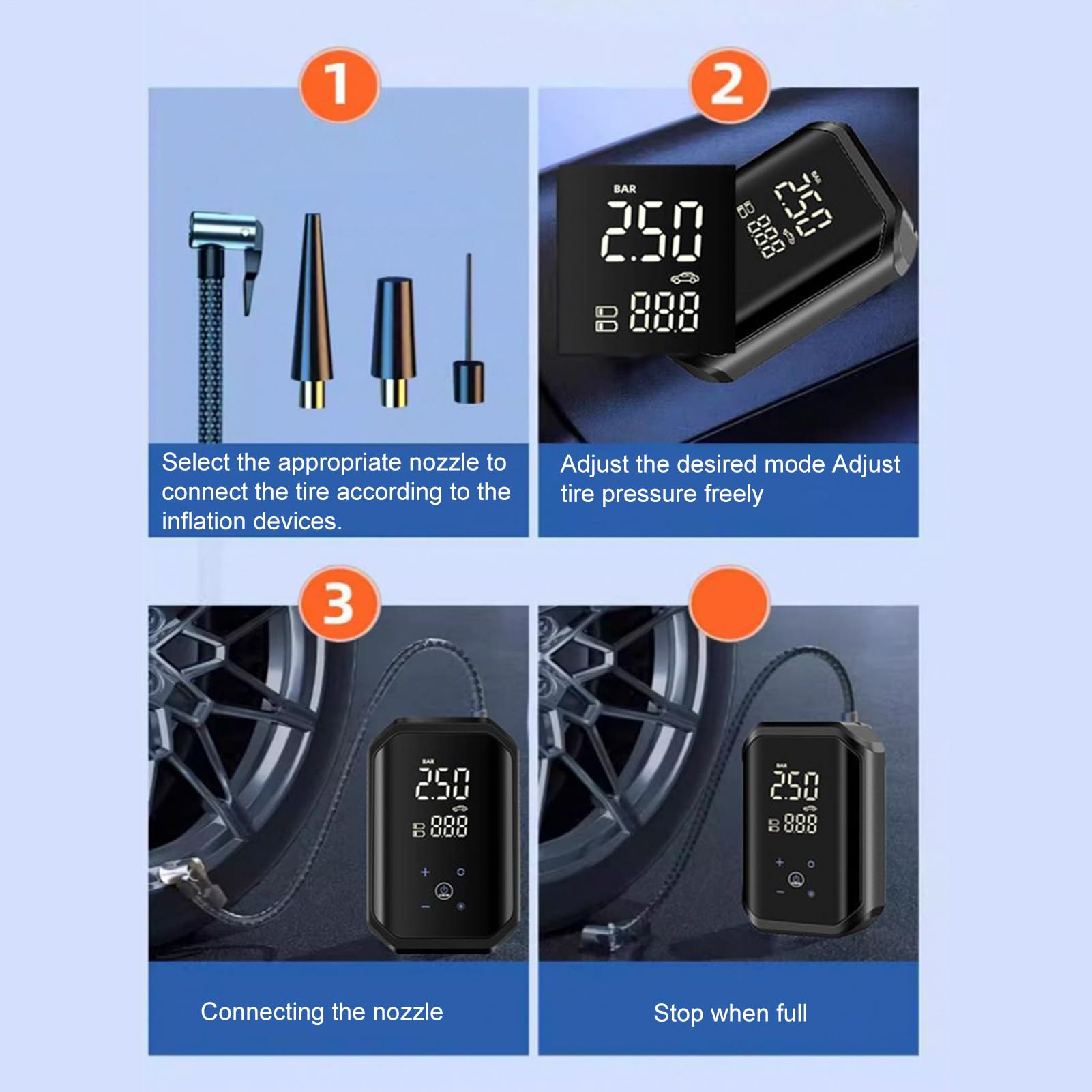 Mini pompa ad aria Display Digitale, Autospegnimento, Leggero