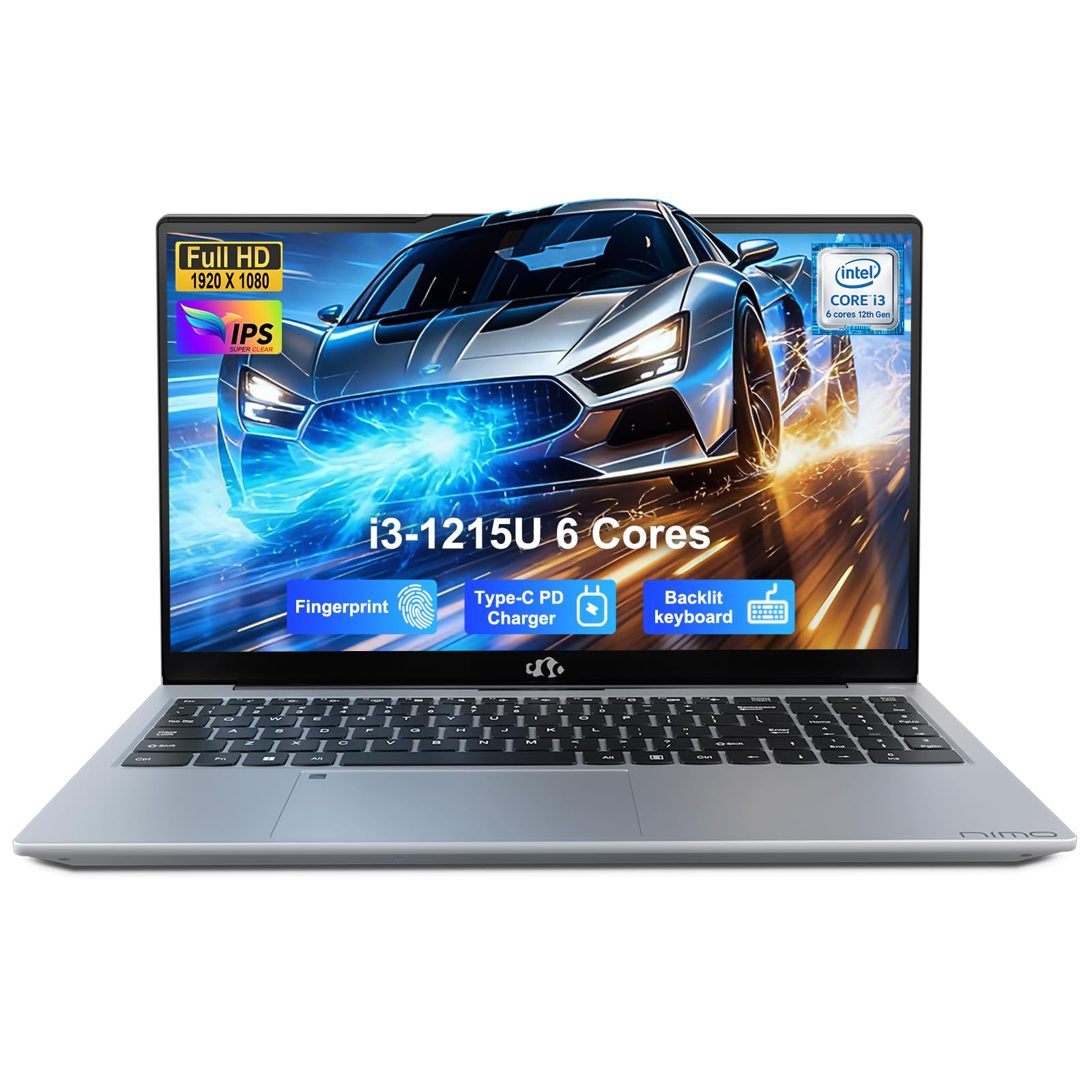 NIMO 15.6" FHD IPS Laptop, 6 Cores i3-1215U 16GB RAM 1TB SSD (Up to 4.4GHz, Beat Ryzen 5 7520U) School Computer with 65W Type-C Wi-Fi 6 Backlit KB Fingerprint for Business Home