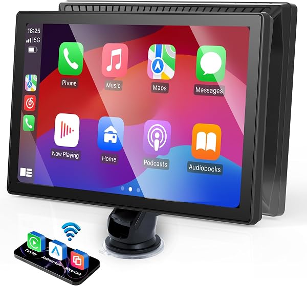 9 Inch Car Stereo with Apple Car Play &Android Auto,Portable Touch Screen CarPlayer Wireless Car Play Screen withVoice Control, Suitable for Screen for AllVehicles (9 Inch) - 1