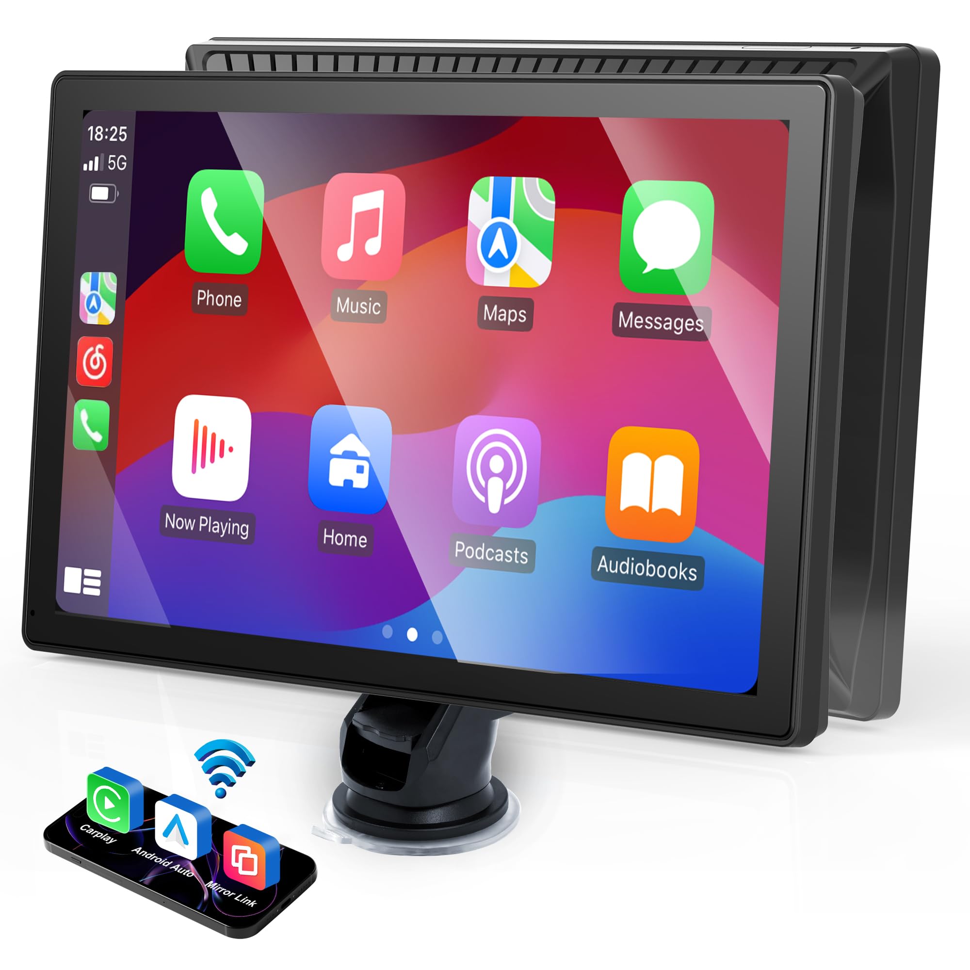 Estéreo para Coche de 9 Pulgadas con Apple CarPlay y Android Auto, Reproductor de Pantalla táctil portátil inalámbrico con Control de Voz, Compatible con Todos los vehículos (9 Pulgadas)