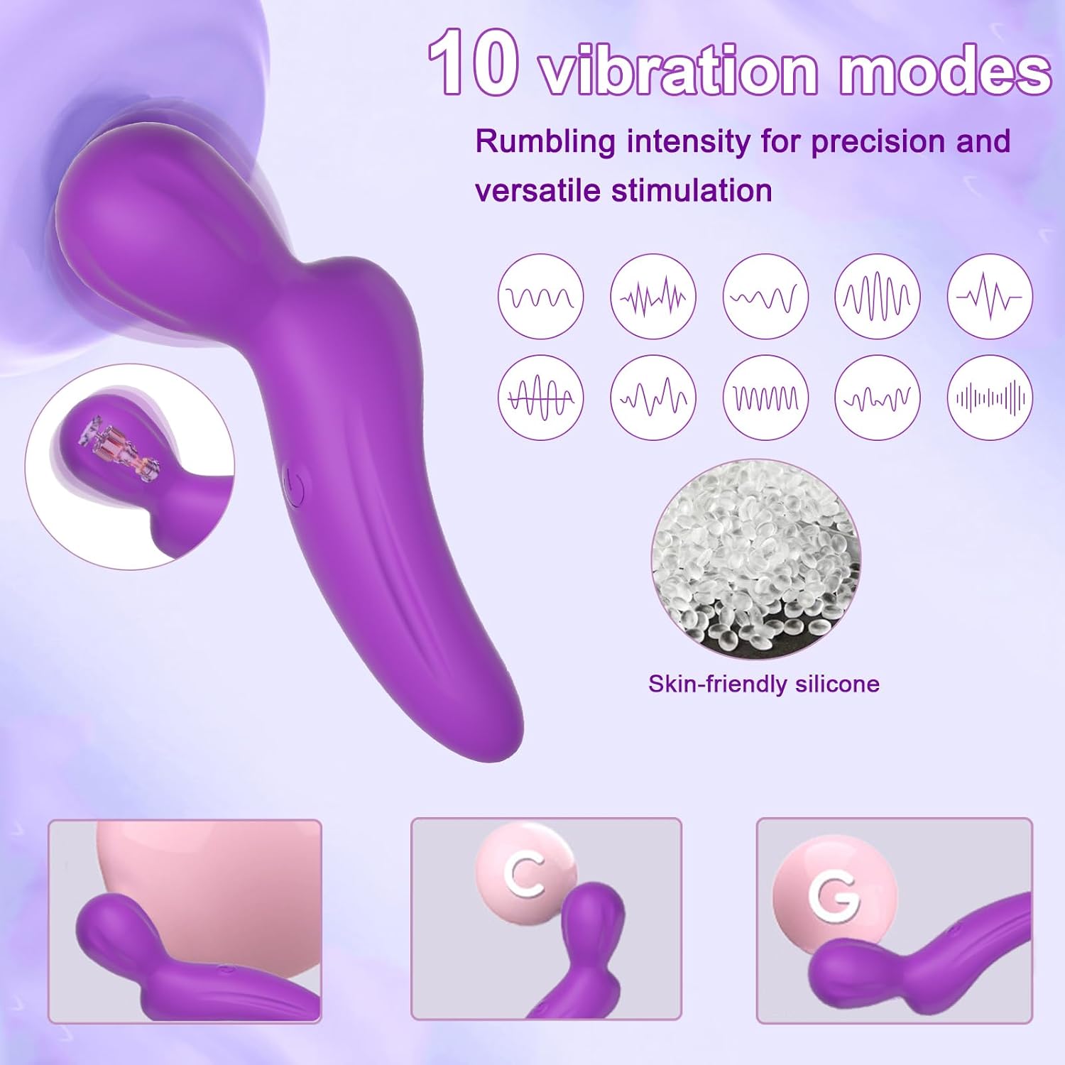 Sex Toys Wand Vibrator for Women,Clitoral G Spot Vibrator with 10 Powerful Vibrating Modes,Clitoral Nipple Stimulator Waterproof Wand Massager for Female and Couples