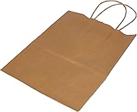 Vista 5 de SSWBasics Bolsas de compras medianas de papel kraft natural, paquete de 25, elegantes para venta al por menor, regalos y más