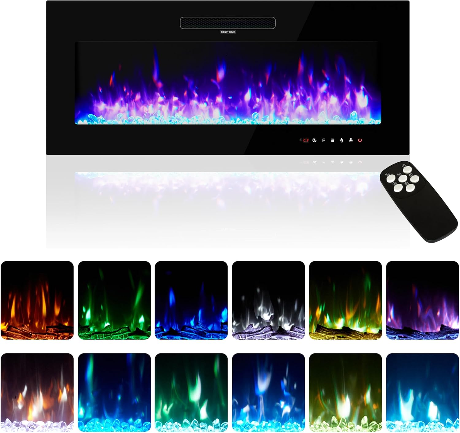 Amerlife 40" Electric Fireplace Wall Mounted, Recessed and