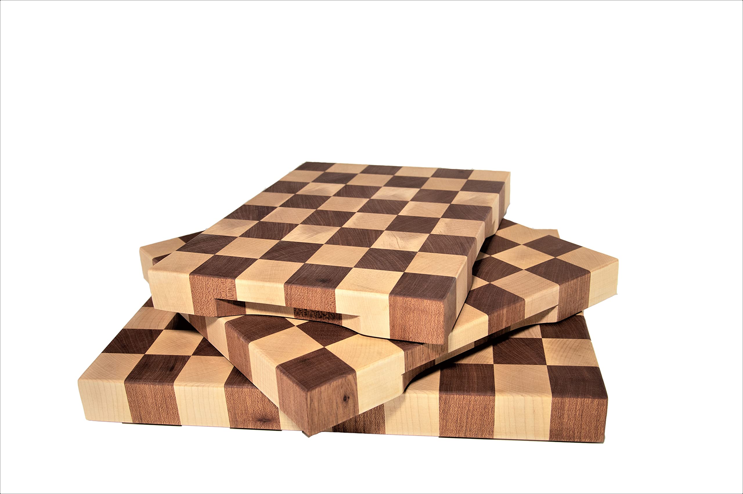 Arte del Legno, Tagliere da Cucina in Legno Professionale dim. 40x40xh4.5- con Venatura a Scacchi, Tagliere Massello di Acero e Mogano con Olio Naturale - Stabile e Antiscivolo