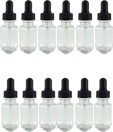 GSC International 406-4-DZ - Vaso de pedernal para botellas, cuadrado francés, transparente, 2 onzas, con montaje cuentagotas (paquete de 12)