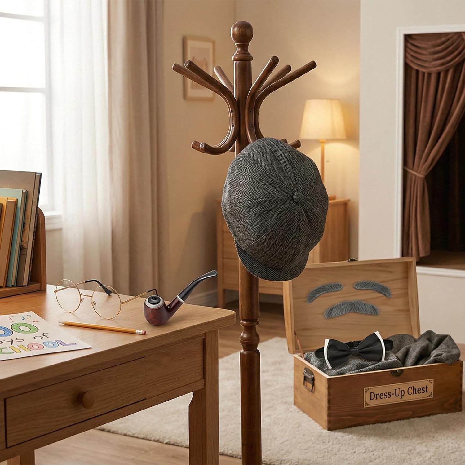 Old Man Costume, Old Person Costume Kids, Old Man Costume for Boys, Kids 100 Days of School Costume for Boys, Includes Hats, Glasses, Ties, Fake Beards/Eyebrows, and Costume Props Black - Image 4