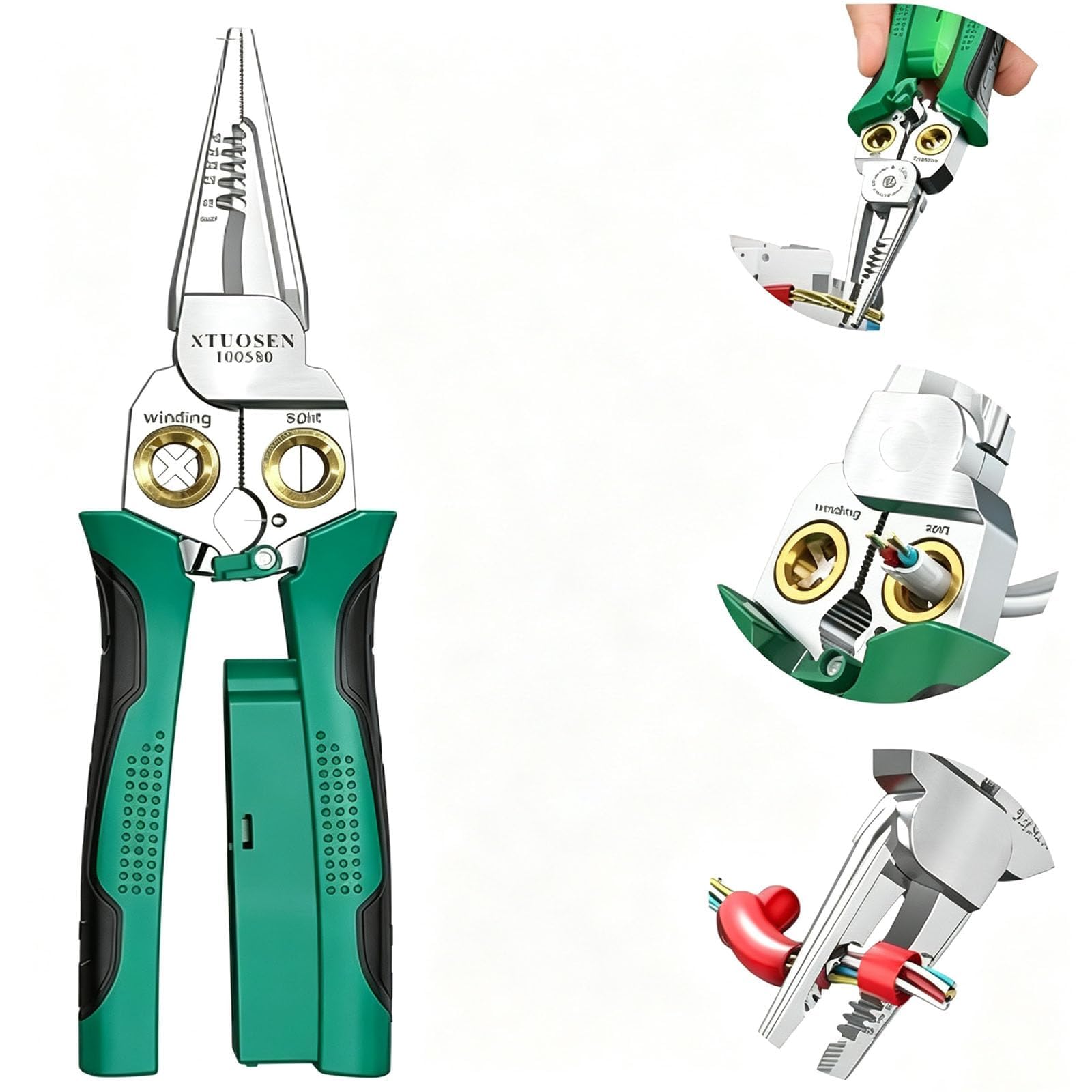 10-in-1 Wire Stripper Tool,Wire Strippers,Cable Cutters,CR-V Multifunctional Plier with Wire Stripper Crimper Side Cutter, Shearing,Screw Gripping Pliers for Electric Cable — Amazon image 8