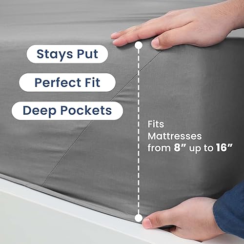 Miniatura 4 de Martex 1S18259 - Juego de sábanas de 4 piezas, mezcla de algodón cepillado de 225 hilos, acabado súper suave, fácil cuidado, lavable a máquina,