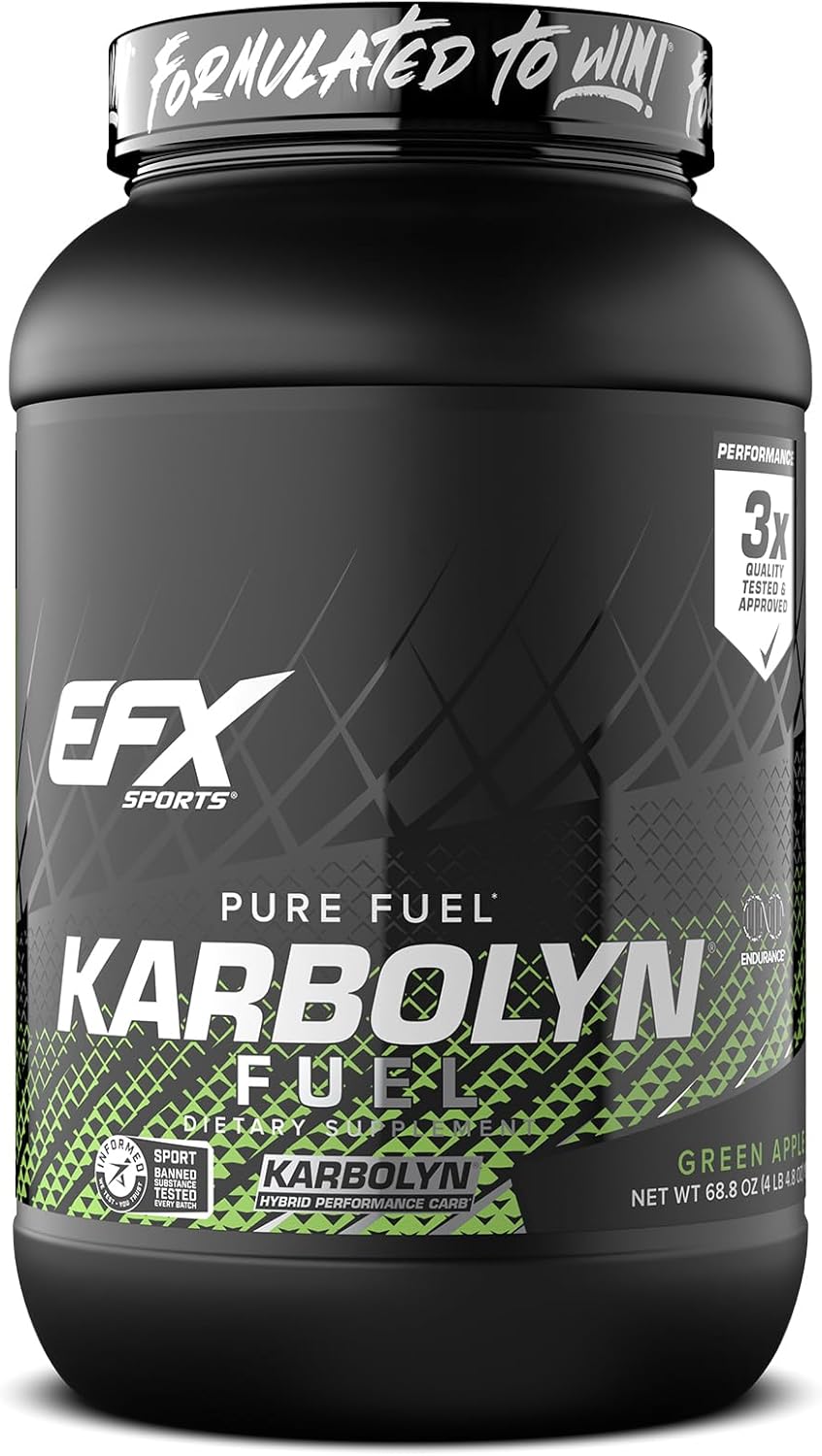 EFX Sports Karbolyn Fuel | Fast-Absorbing Carbohydrate Powder | Carb Load, Sustained Energy, Quick Recovery | Stimulant Free | 35 Servings (Green Apple)