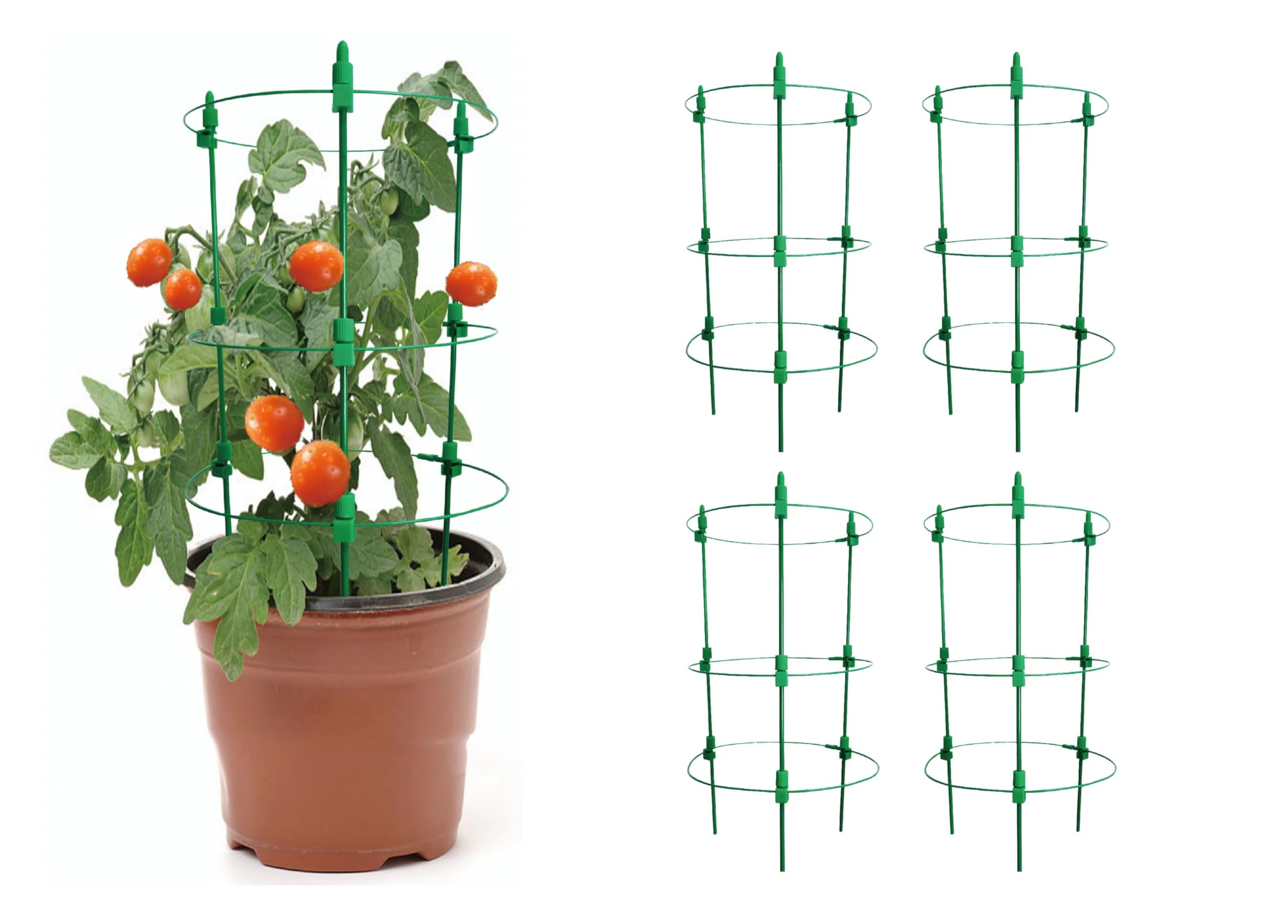 HTWNK Adjustable Tomato Plant Support Cages 4 Pack 18 Inch Tomato Plant Stakes