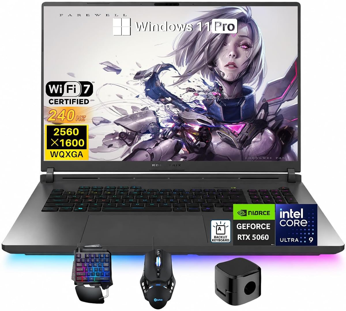 ROG Strix G18 RTX 5060 Gaming AI Laptop, 18" WQXGA 240Hz 3ms 100% DCI-P3 Nebula Display, 24-Core Intel Ultra 9 275HX, 32 GB DDR5 RAM, 1 TB SSD, 4-Zone RGB Backlit KB, Wi-Fi 7, Windows 11 Pro