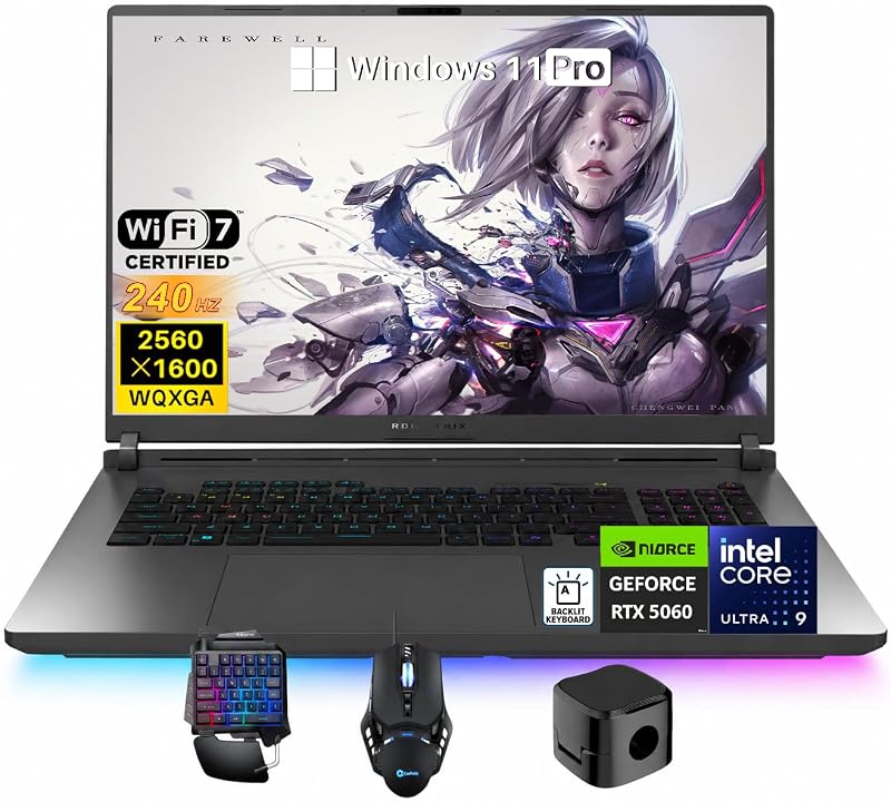 ROG Strix G18 RTX 5060 Gaming AI Laptop, 18" WQXGA 240Hz 3ms 100% DCI-P3 Nebula Display, 24-Core Intel Ultra 9 275HX, 32 GB DDR5 RAM, 1 TB SSD, 4-Zone RGB Backlit KB, Wi-Fi 7, Windows 11 Pro