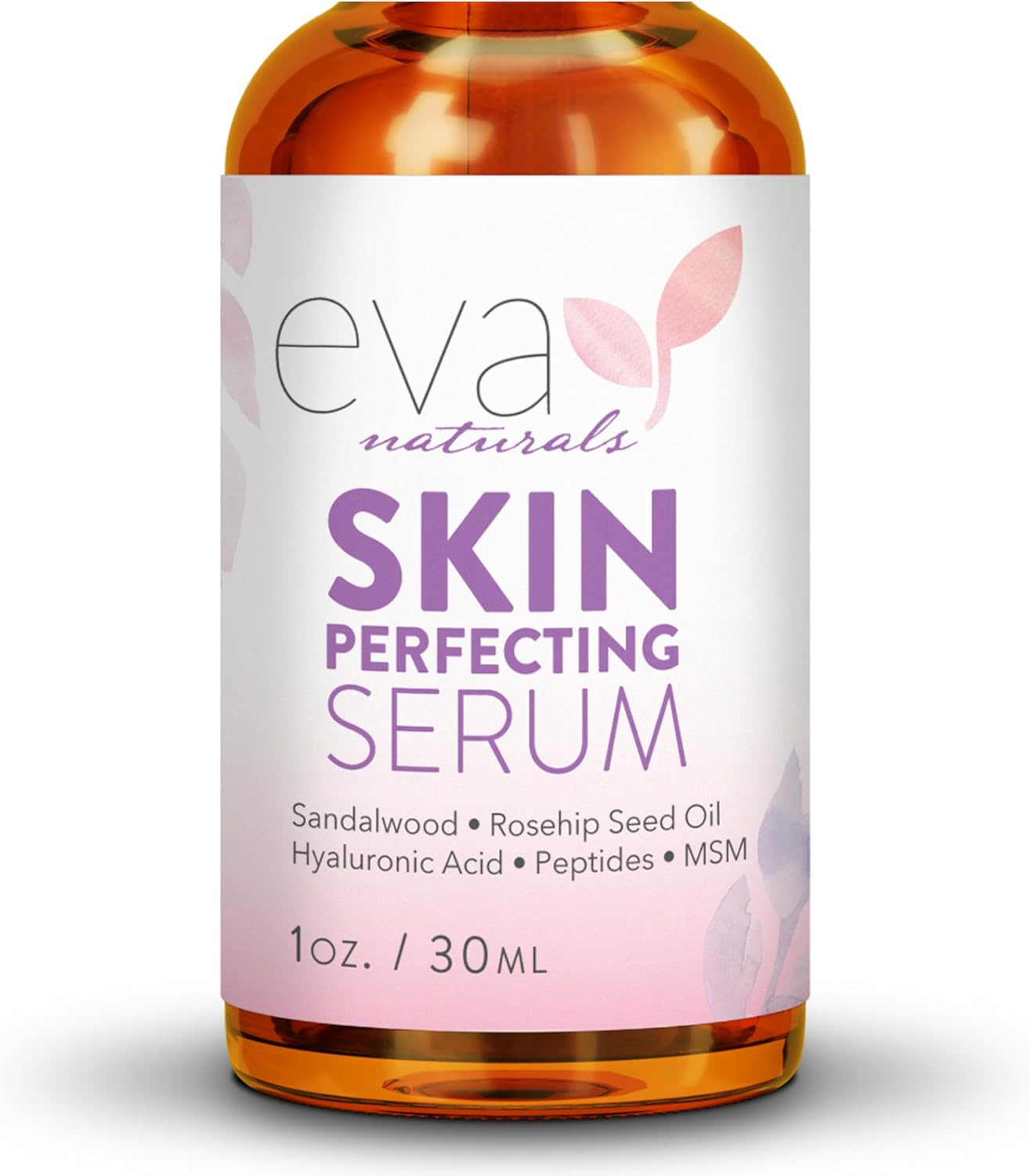 Eva Naturals Face Serum with Hyaluronic Acid, Peptides, MSM, Sandalwood and Rosehip Seed Oil – Illuminated Face Care, Refines Pores, Shines Control – 30ml
