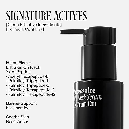 Miniatura 5 de Nécessaire El suero para el cuello. Sin fragancia. 5 péptidos para cuello técnico + cuello envejecido. La piel se siente firme, se ve levantada.