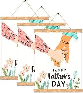 Magnetic Poster Hanger Frame Pine Color 3 pack, 8x10 8x12 8x18 Poster Frame Wooden Magnetic Hanging Kit for Walls Map Canvas Artwork