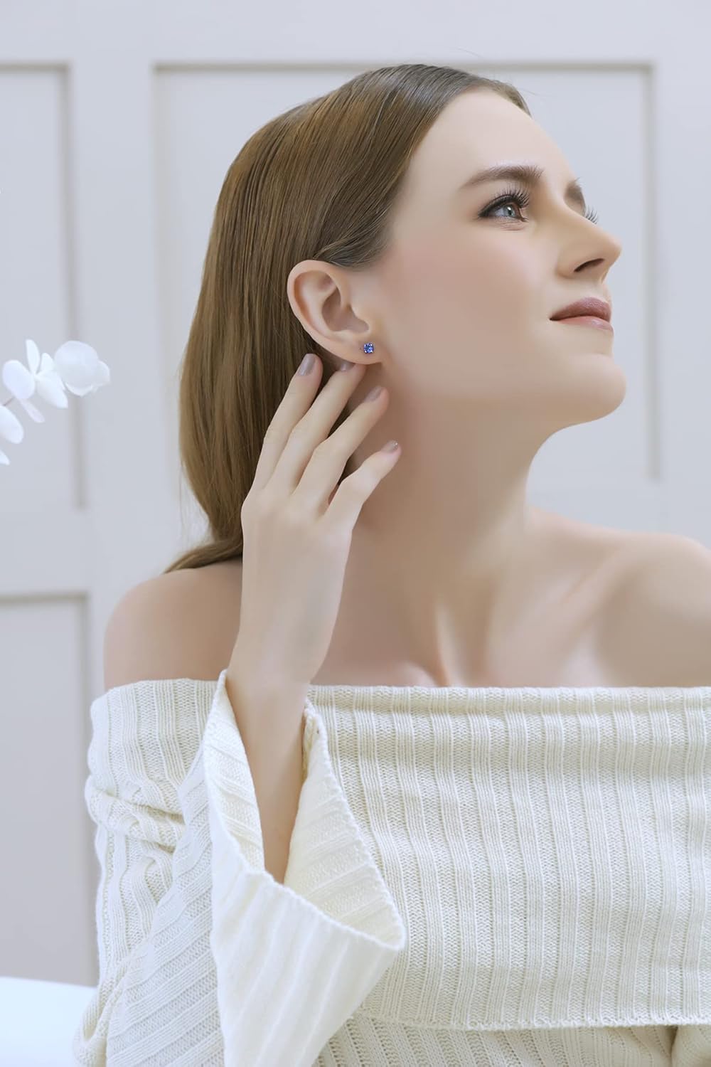 Gold Stud Earrings for Women - Birthstone, 5mm Round Crystal, Cartilage & Flash Silver - Image 2