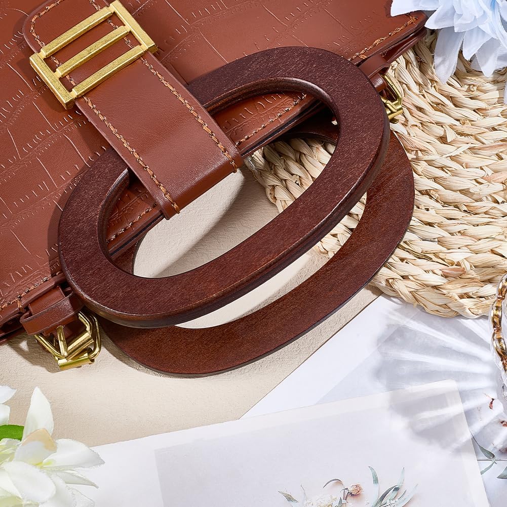 2PCS 6.69 Inch Wooden Oval Shaped Purse Handles Replacement for Handmade Bags Smooth Wood Handbag Decorative Handles Purse Making Supplies for Crochet Knitting Crafting DIY Beach Bag(Brown) - Image 4
