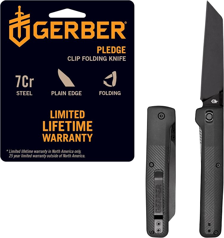 Gear Pledge Pocket Knife with Pocket Clip - 3.7" Full Panel Plain Edge Blade Folding Knife - EDC Gear and Equipment - Omni Gray | Everyday carry folding knife, pocket clip, 3.7" plain edge blade, EDC gear, lightweight