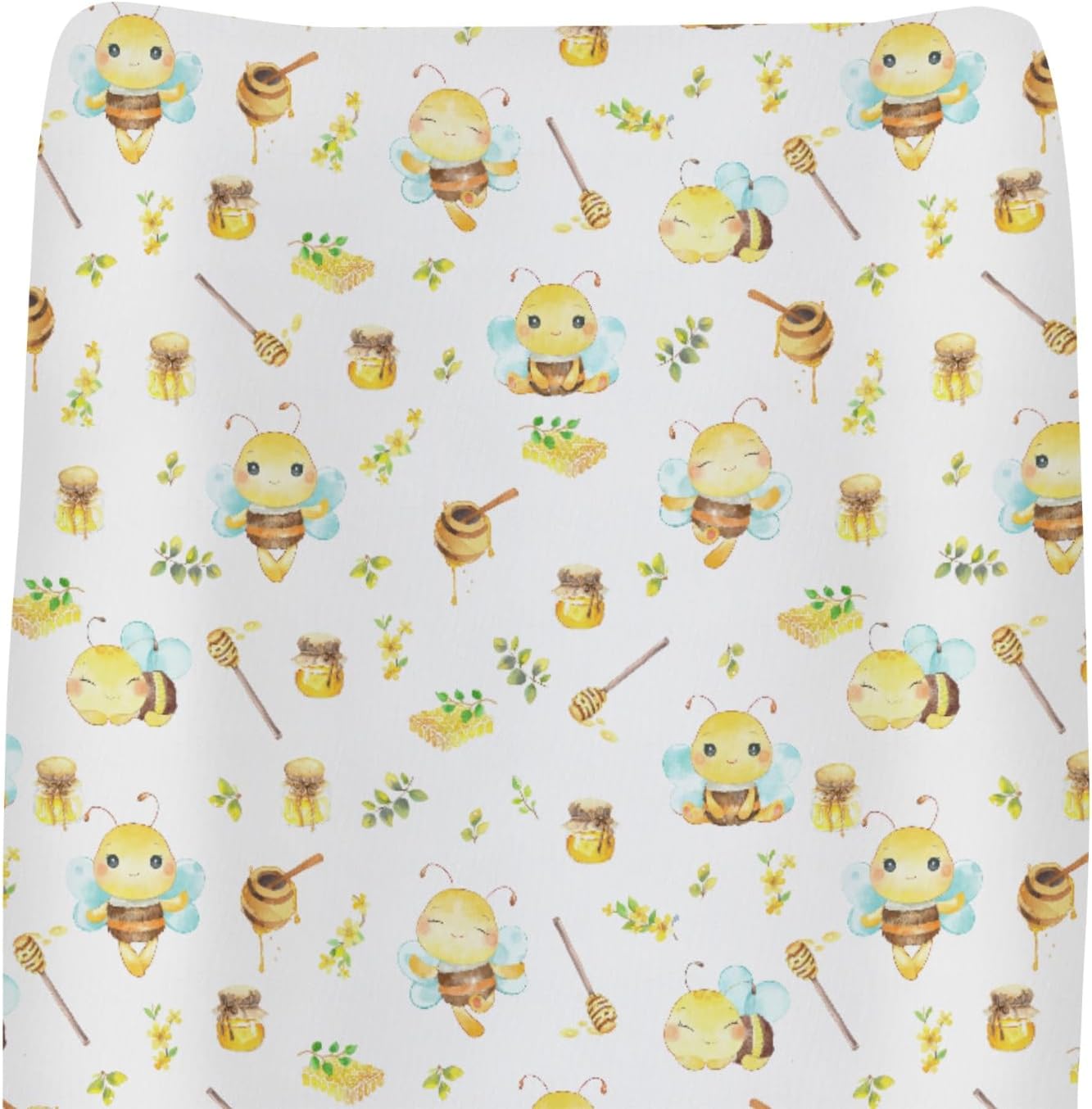 Bee Honey Changing Pad Covers for Baby Girls Boys Cute Bees Honeycomb Floral Leaves Fitted Change Table Pad Covers Mats Summer Spring Garden Soft Diaper Change Table Cover Sheets for 32''×16''
