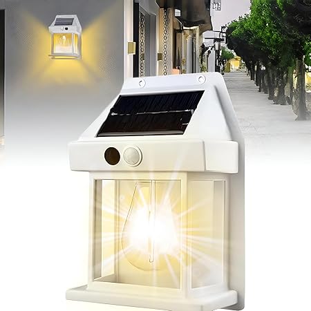 GIGAWATTS Solar Interaction Wall Lamp Outdoor Motion Sensor Auto Chargeable Exterior LED Sconce Front Porch Security Lamps Waterproof for Patio Garden (Pack of 1