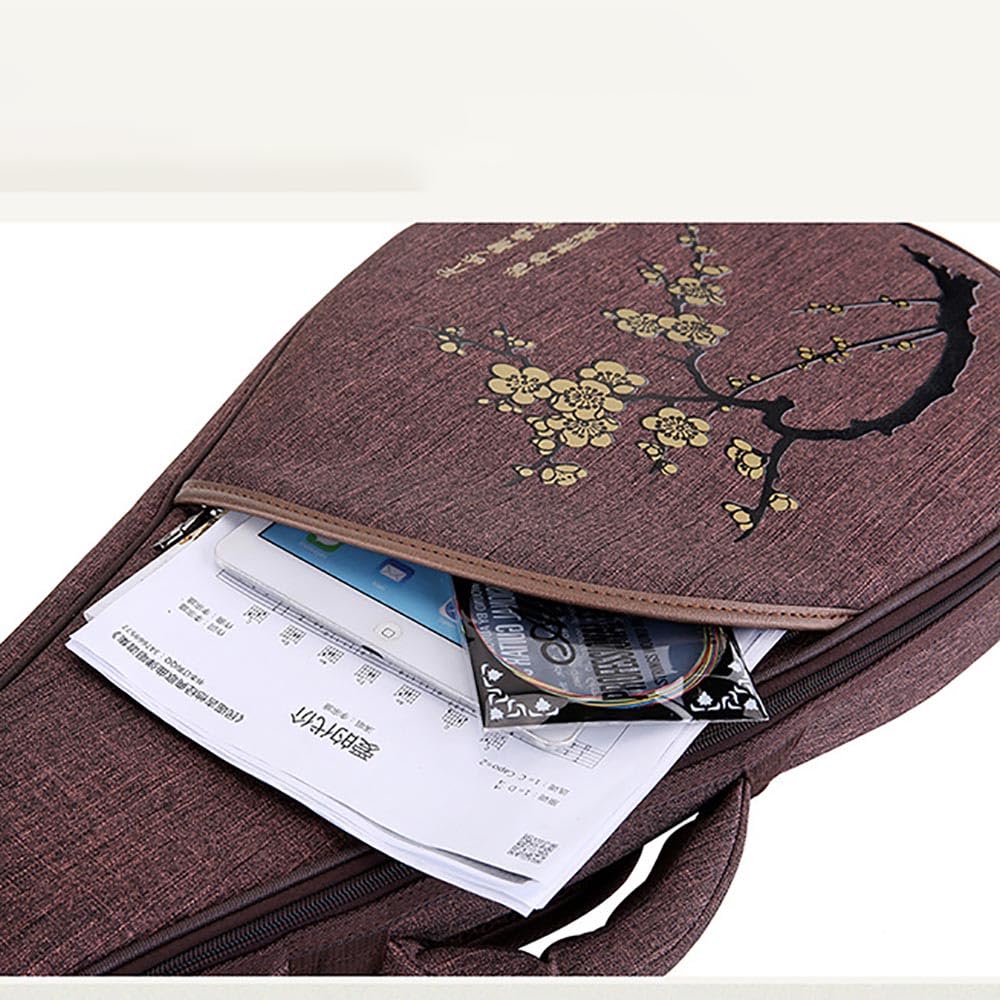 Borsa per liuto cinese Pipa Bag in tessuto Oxford borsa a tracolla in stile cinese Pipa zaino con motivo fiore di prugna custodia per liuto per strumento liuto (caffè)