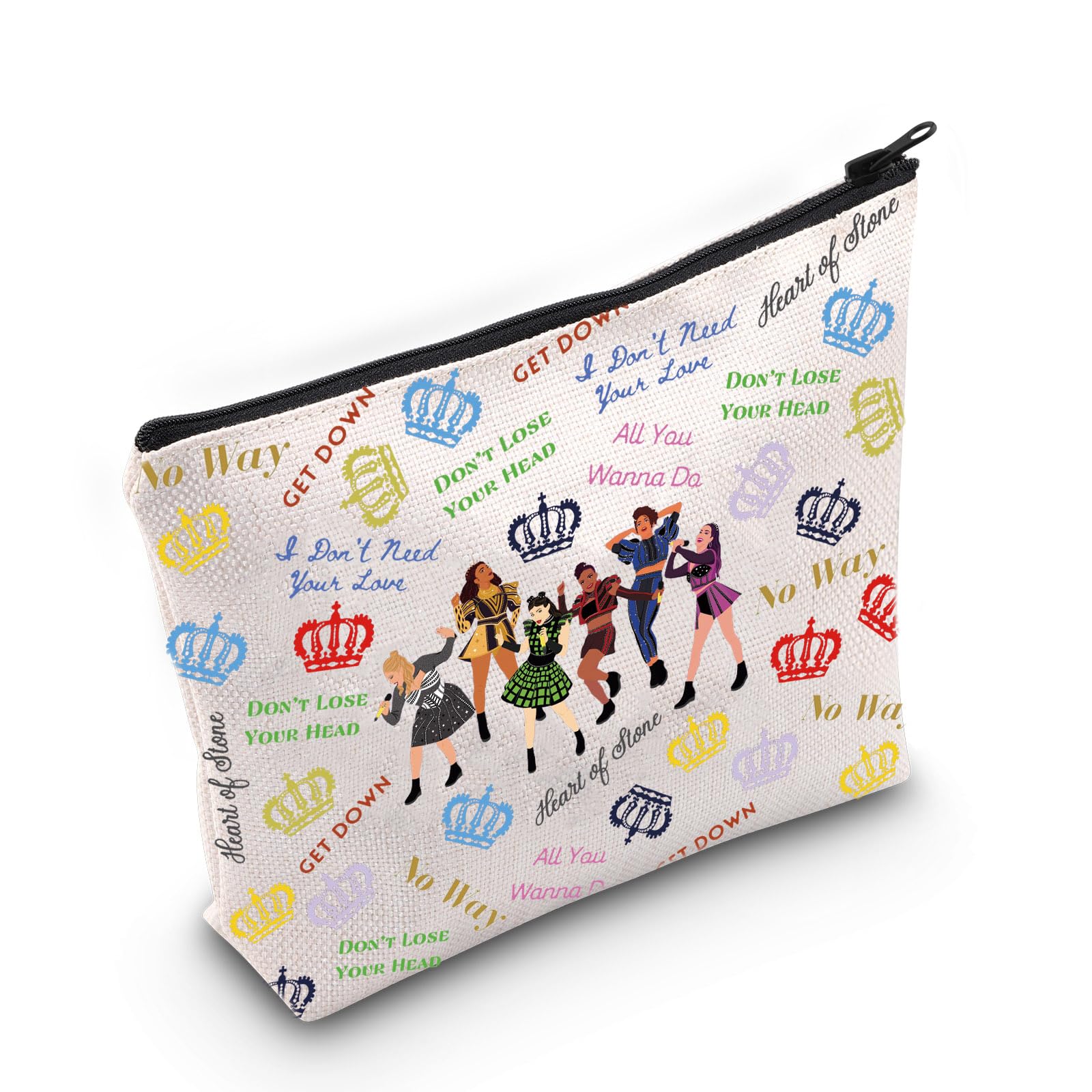 LEVLO Broadway Queen Cosmetic Make Up Bag Gift for Musical Theater Lover Six Queen Musical Make Up Zipper Pouch Bag for Wome Six Queen M Bag