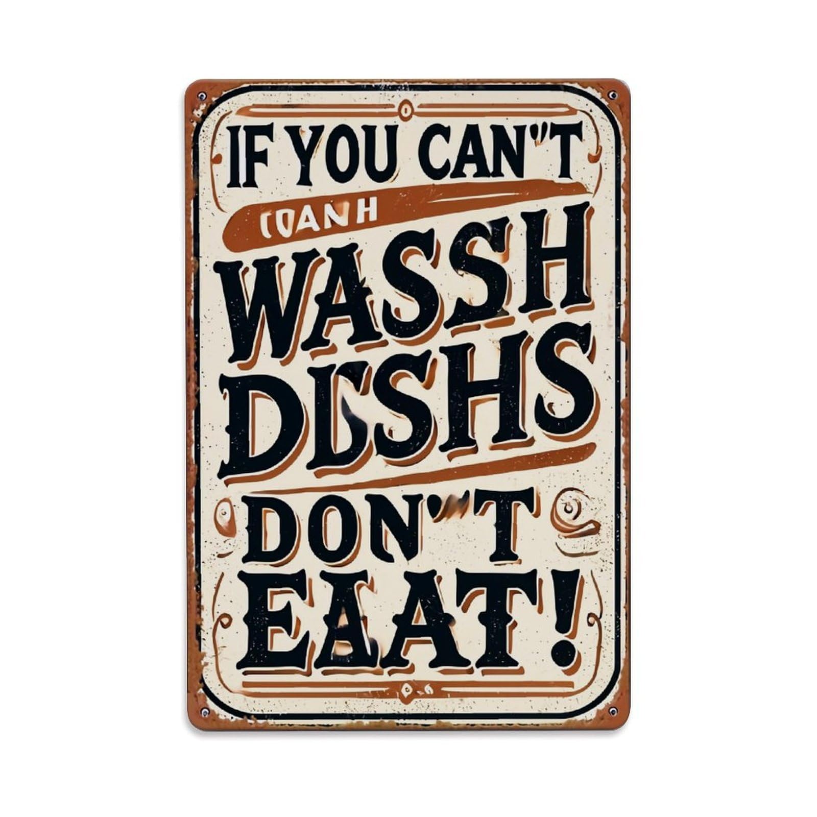 Jdfenggu Vintage If You Cant Wash Dishes Dont Eat Retro Metal Tin Sign, Metal Poster For Bar, Home, Man Cave, Kitchen, Laundry Room Art Decor 8X12 Inch