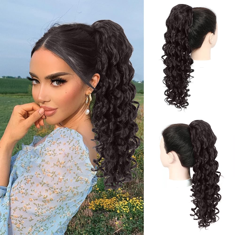 MSCHARM Drawstring Ponytail Extension,20" Drawstring Curly