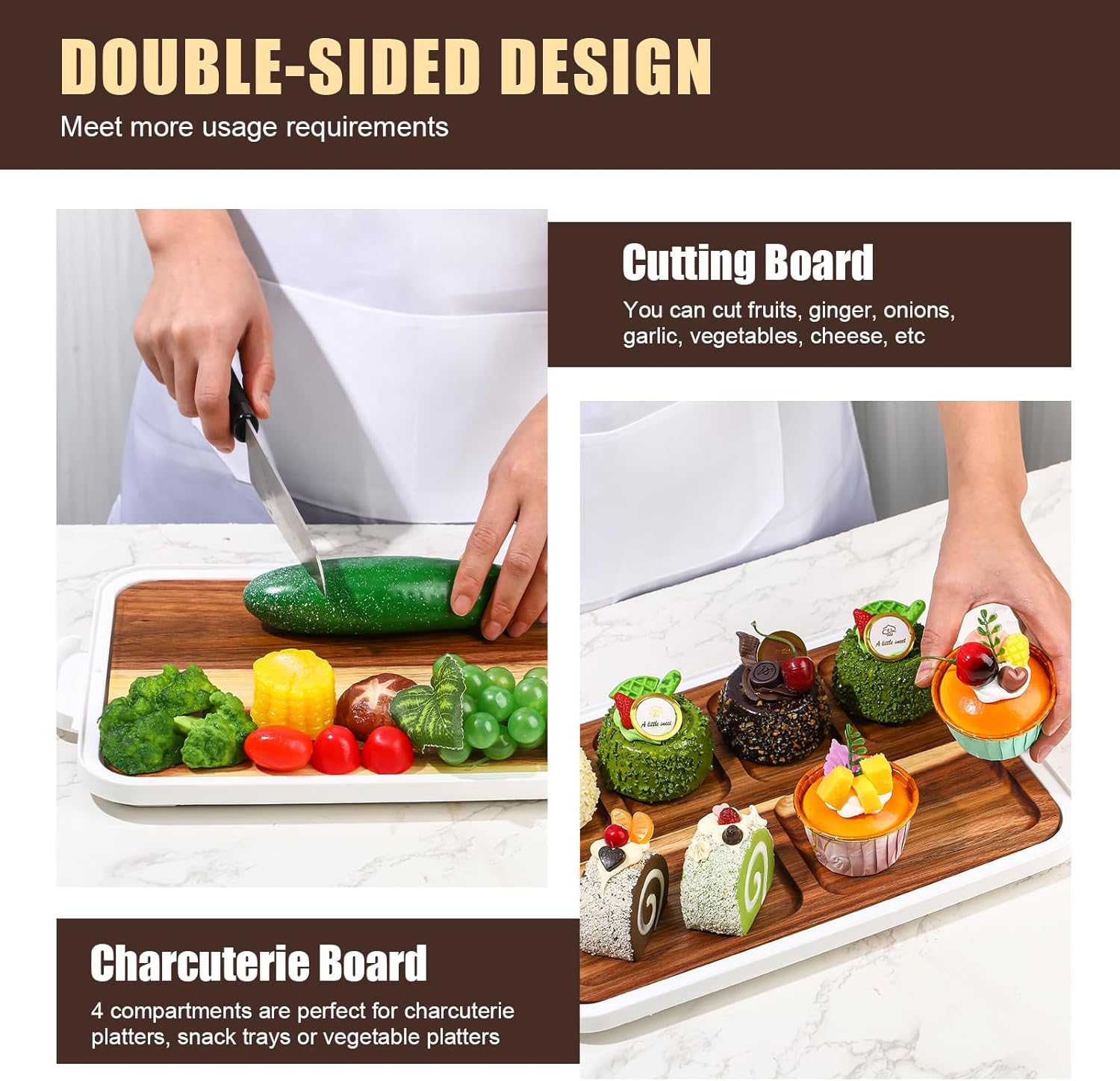 Baderke Acacia Charcuterie Board with Lid and Charcuterie Accessories, 12 x 8.5 Inch Cheese Cutting Boards Set for Housewarming Gift Serving Wedding Christmas Couple Bridal Shower Gift