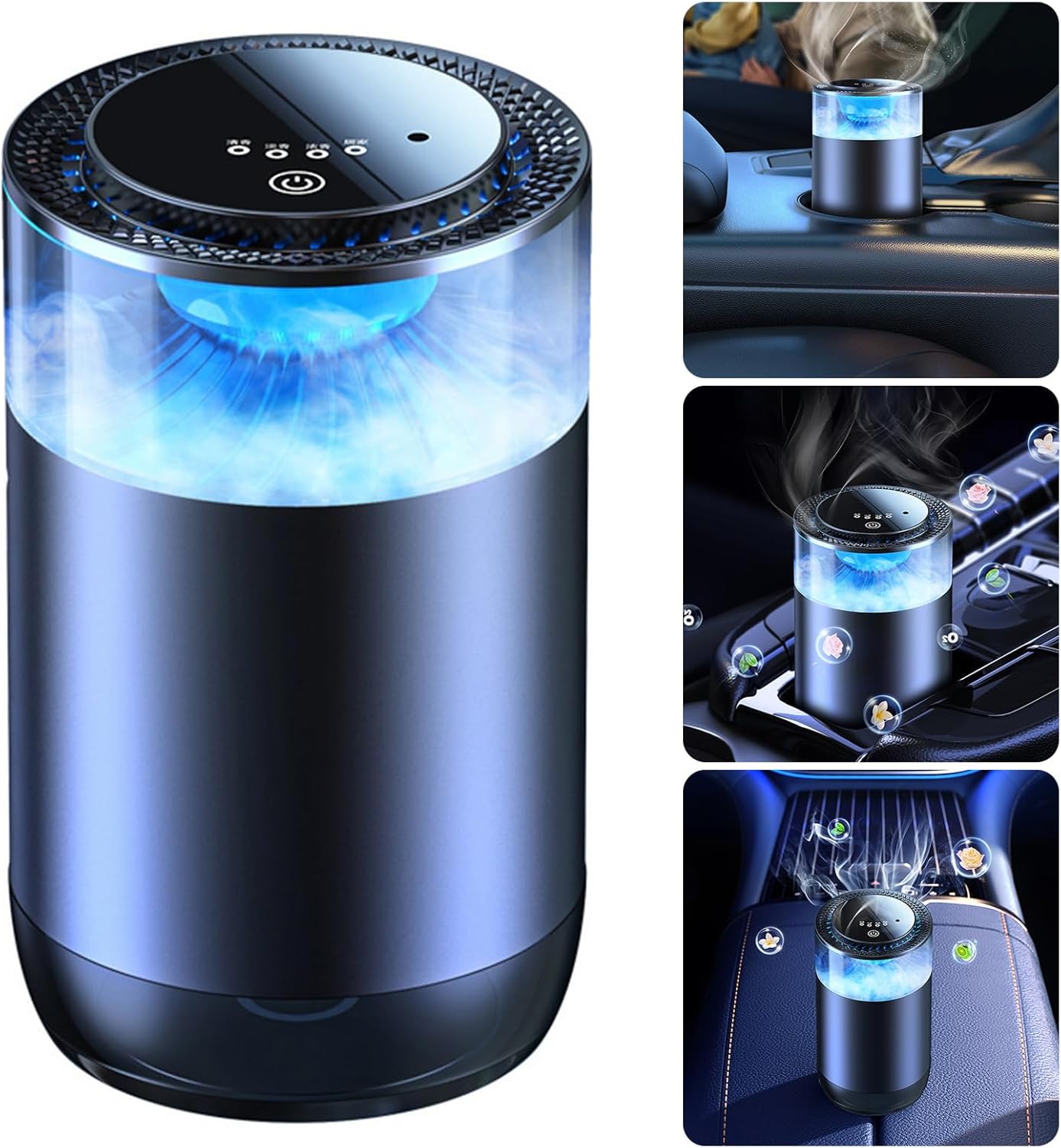 アンビエントライト付きカーエアフレッシュナーカーエアディフューザー4モードエッセンシャルオイルディフューザーホームモードフレッシュナ